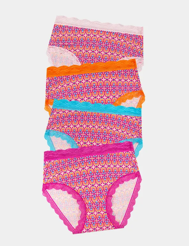 High Rise Knicker Four Pack - Retro Geo sold by Stripe & Stare