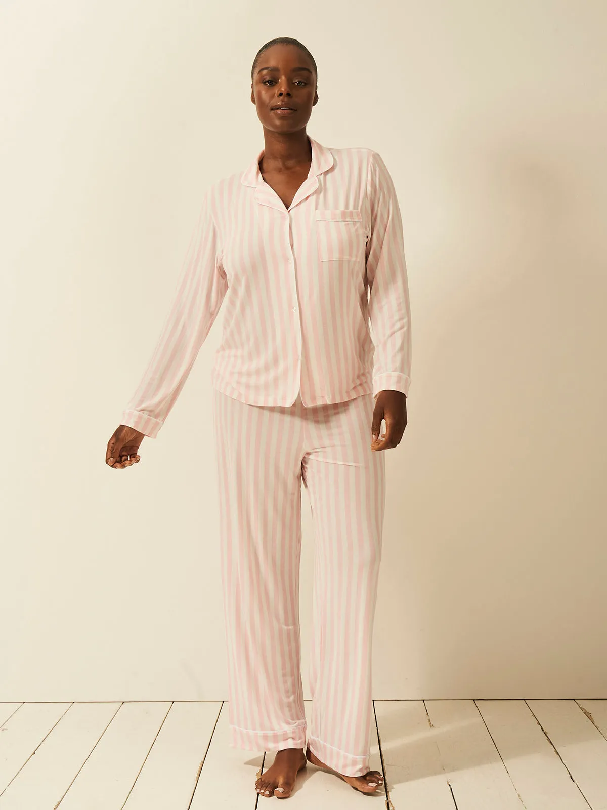 Long Pyjama Set - Candy Pink Stripe sold by Stripe & Stare product image thumbnail 2
