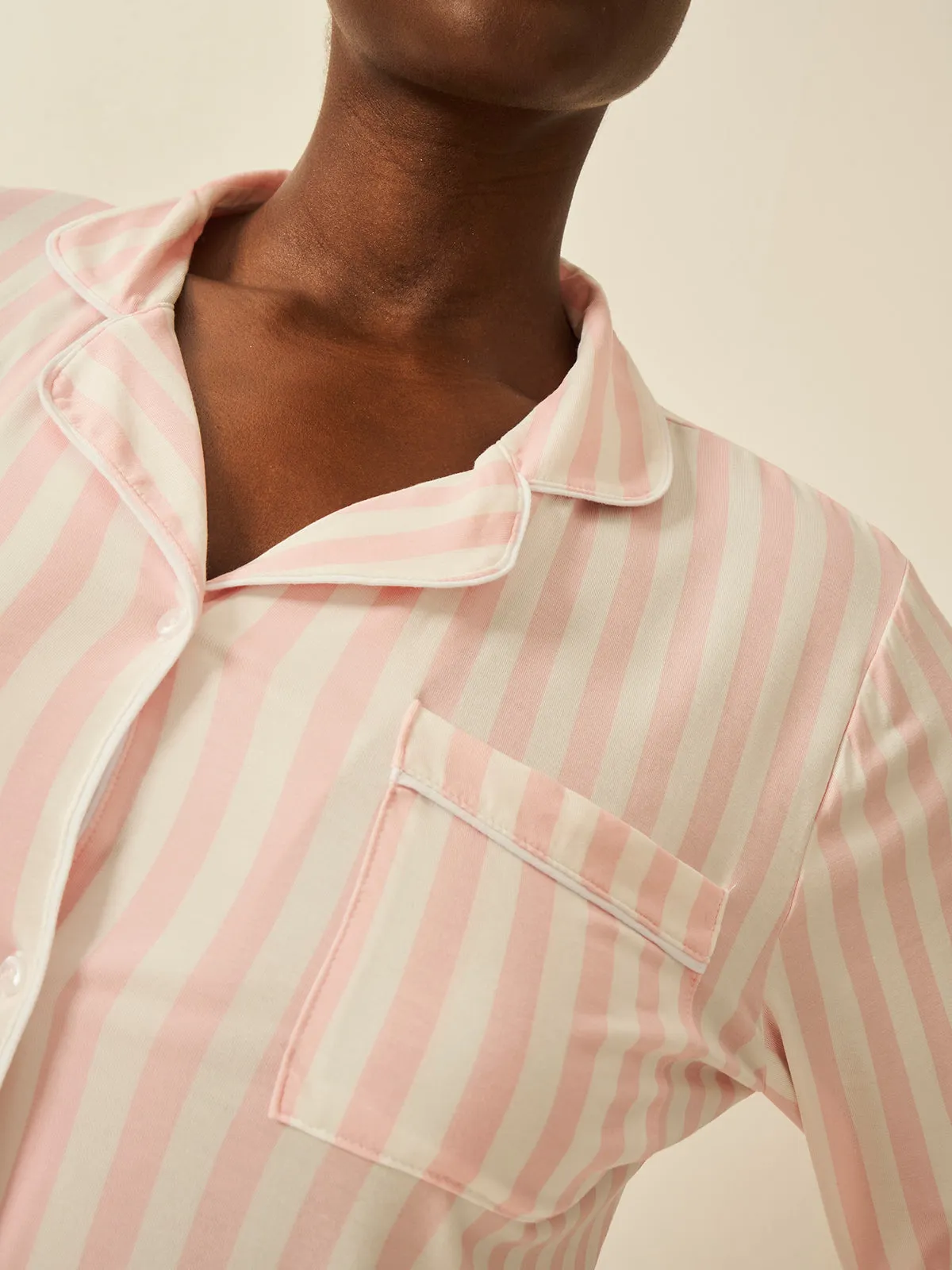 Long Pyjama Set - Candy Pink Stripe sold by Stripe & Stare product image thumbnail 5