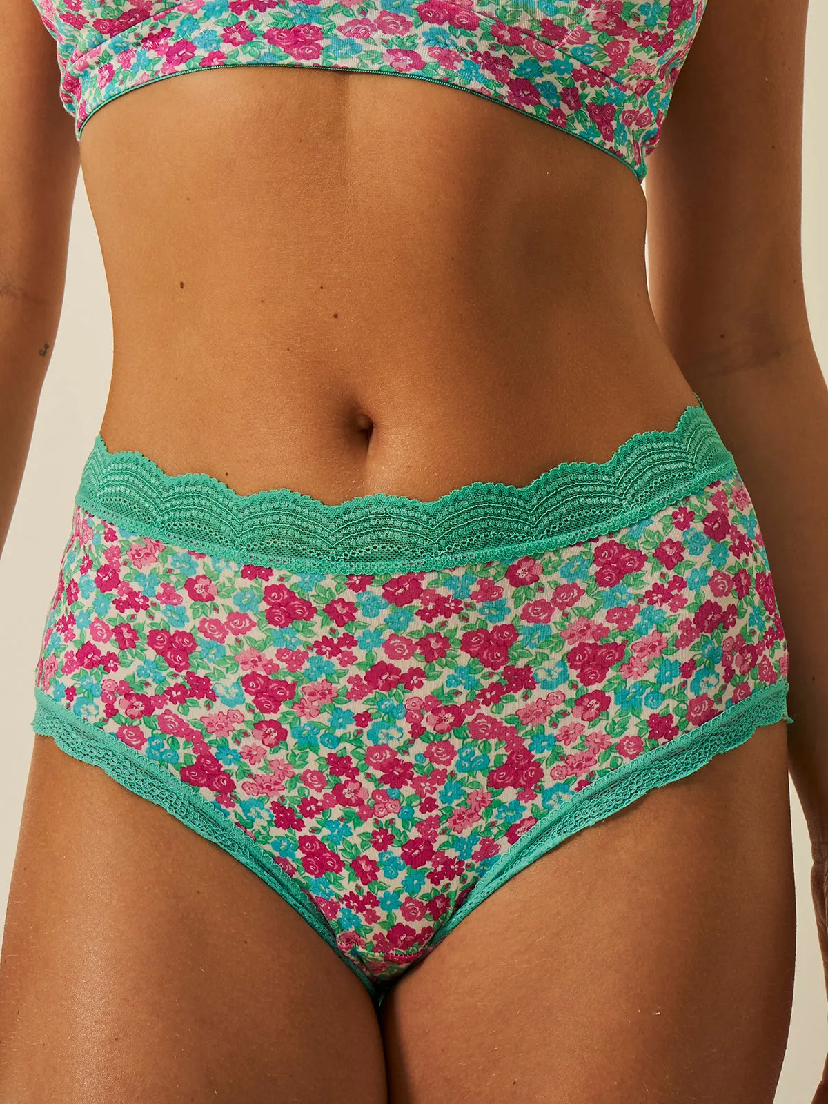 High Rise Knicker Four Pack - Neon Meadow sold by Stripe & Stare product image thumbnail 3