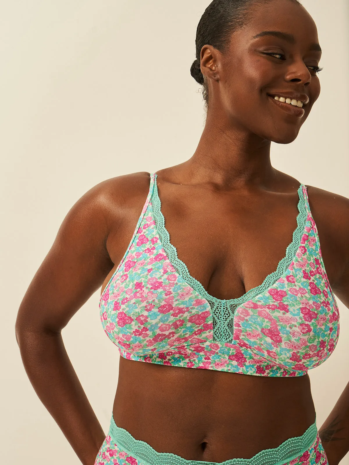 Lace Plunge Bra - Neon Meadow sold by Stripe & Stare