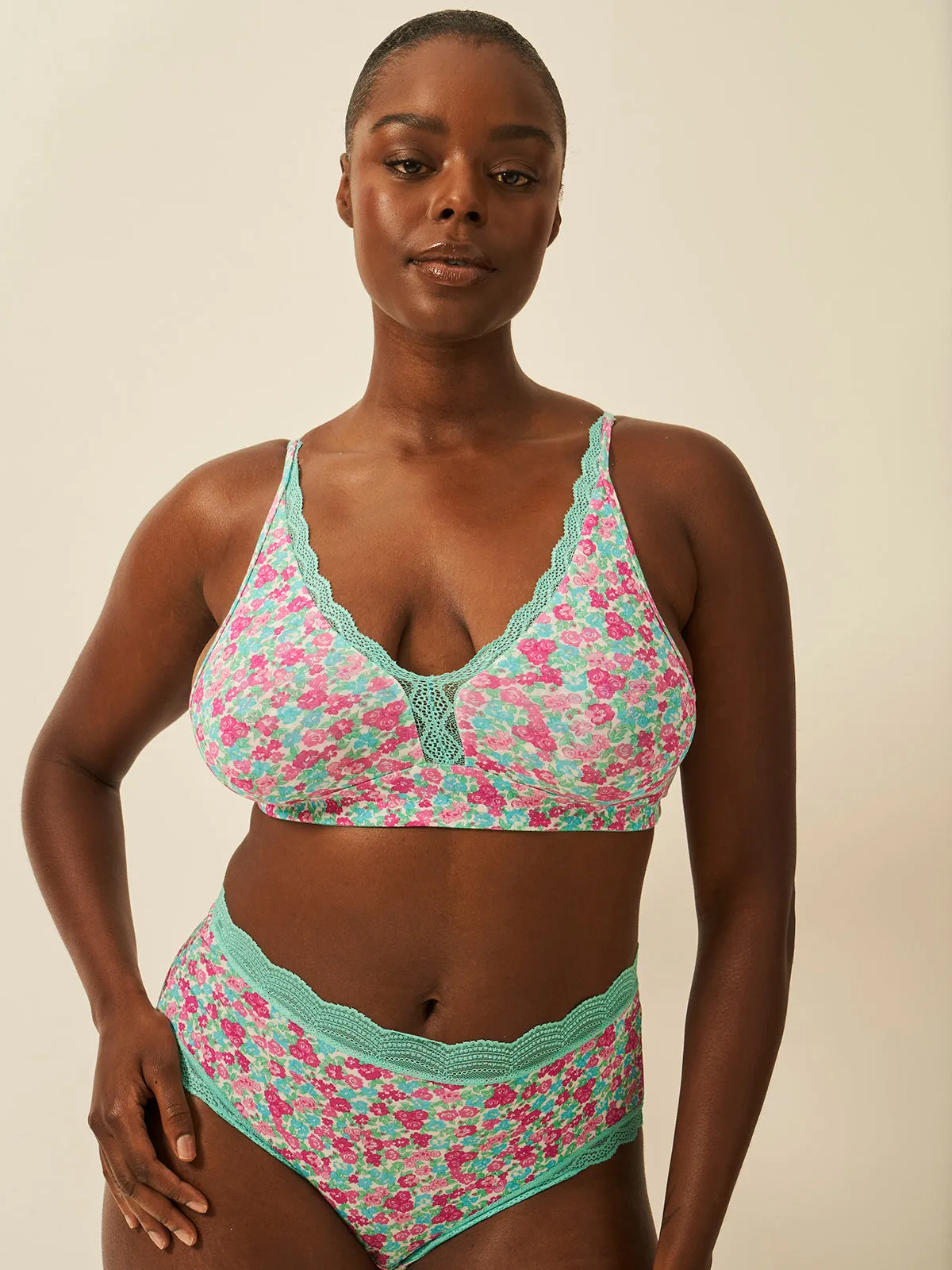 Lace Plunge Bra - Neon Meadow sold by Stripe & Stare product image thumbnail 3