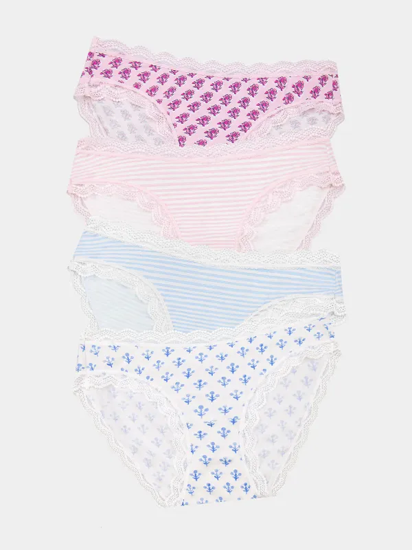 Marea X S&S Original Knicker Four Pack - Sprig sold by Stripe & Stare
