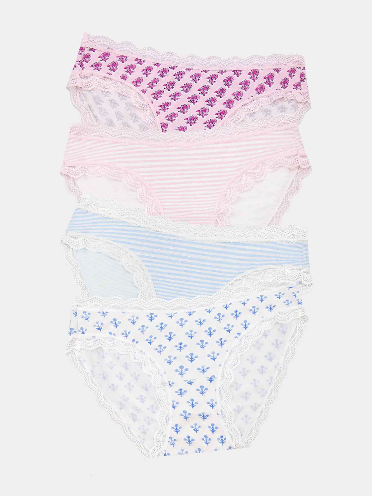 Marea X S&S Original Knicker Four Pack - Sprig sold by Stripe & Stare