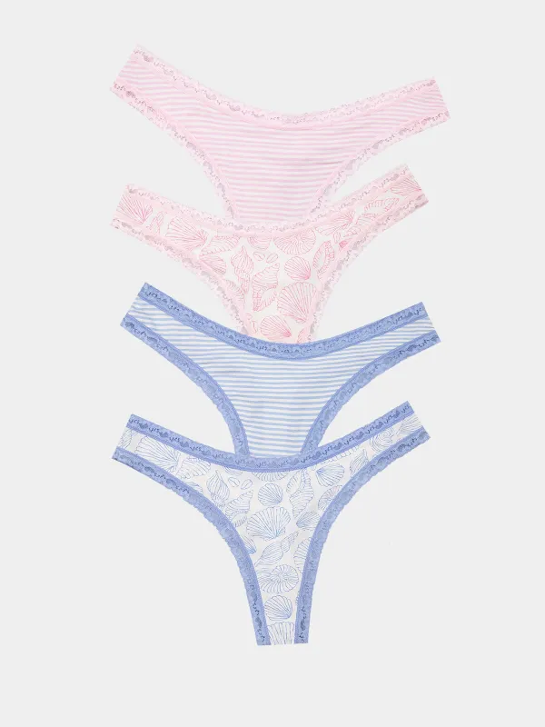Marea X S&S Thong Four Pack -  Seashell sold by Stripe & Stare