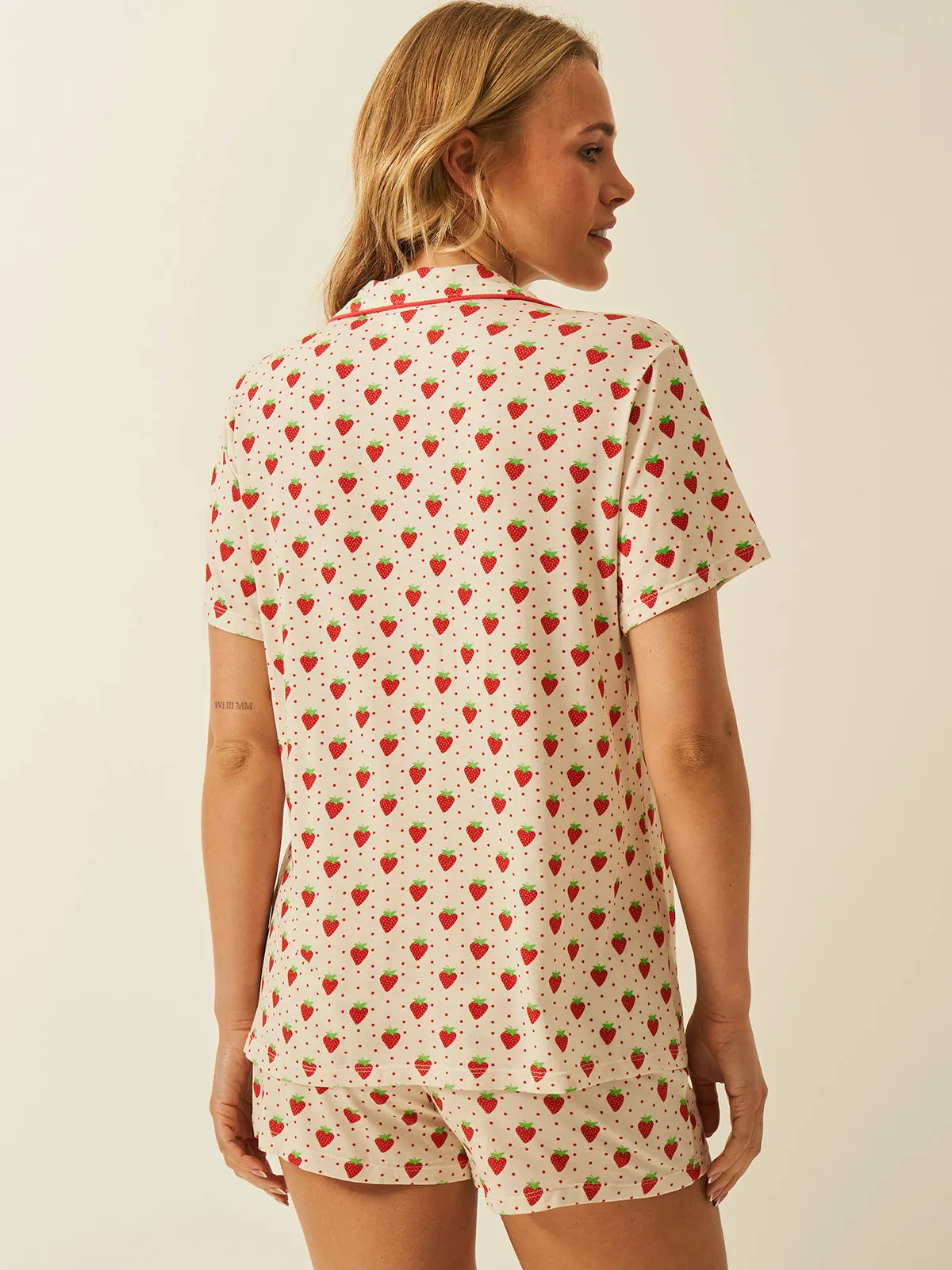 Short Pyjama Set - Strawberries & Cream sold by Stripe & Stare product image thumbnail 3