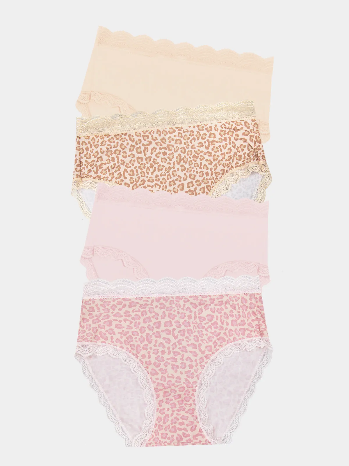 High Rise Knicker Four Pack - Pink-a-Boo Leopard sold by Stripe & Stare