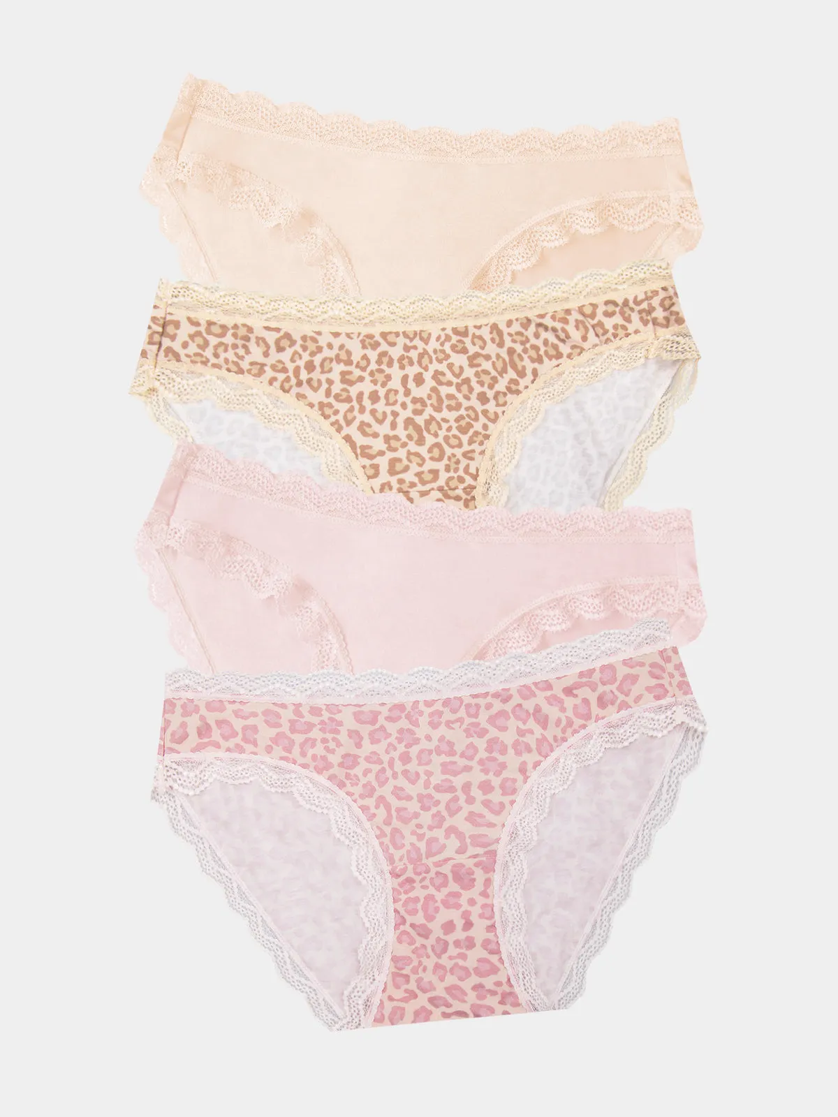 The Original Knicker Four Pack - Pink-a-Boo Leopard sold by Stripe & Stare