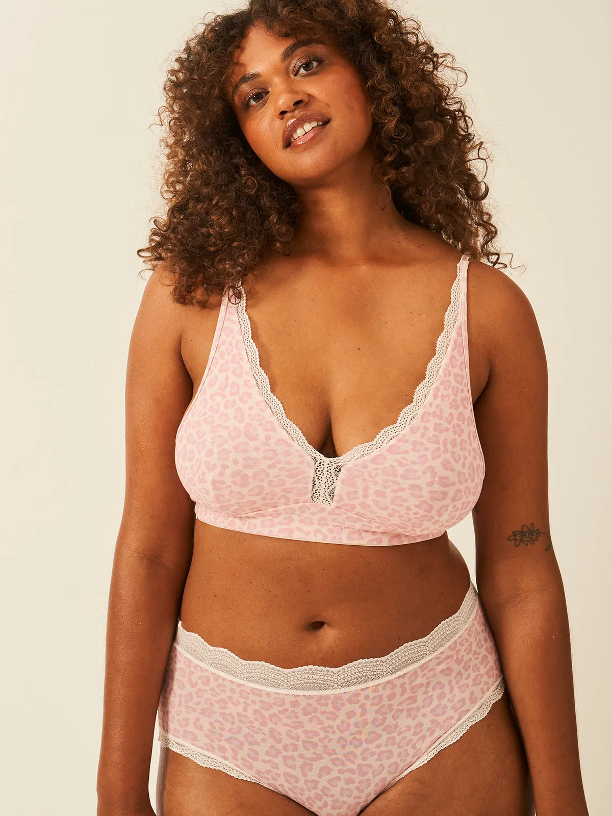 Lace Plunge Bra - Pink-a-boo Leopard sold by Stripe & Stare product image thumbnail 4