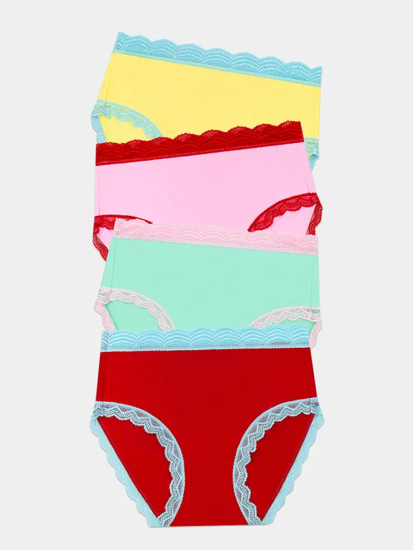 High Rise Knicker Four Pack - Bon Bon Brights sold by Stripe & Stare
