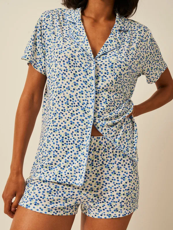 Emily English X S&S Short Pyjama Set - Blueberry sold by Stripe & Stare