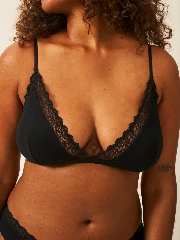 ZigZag Lace Triangle Bra - Black sold by Stripe & Stare