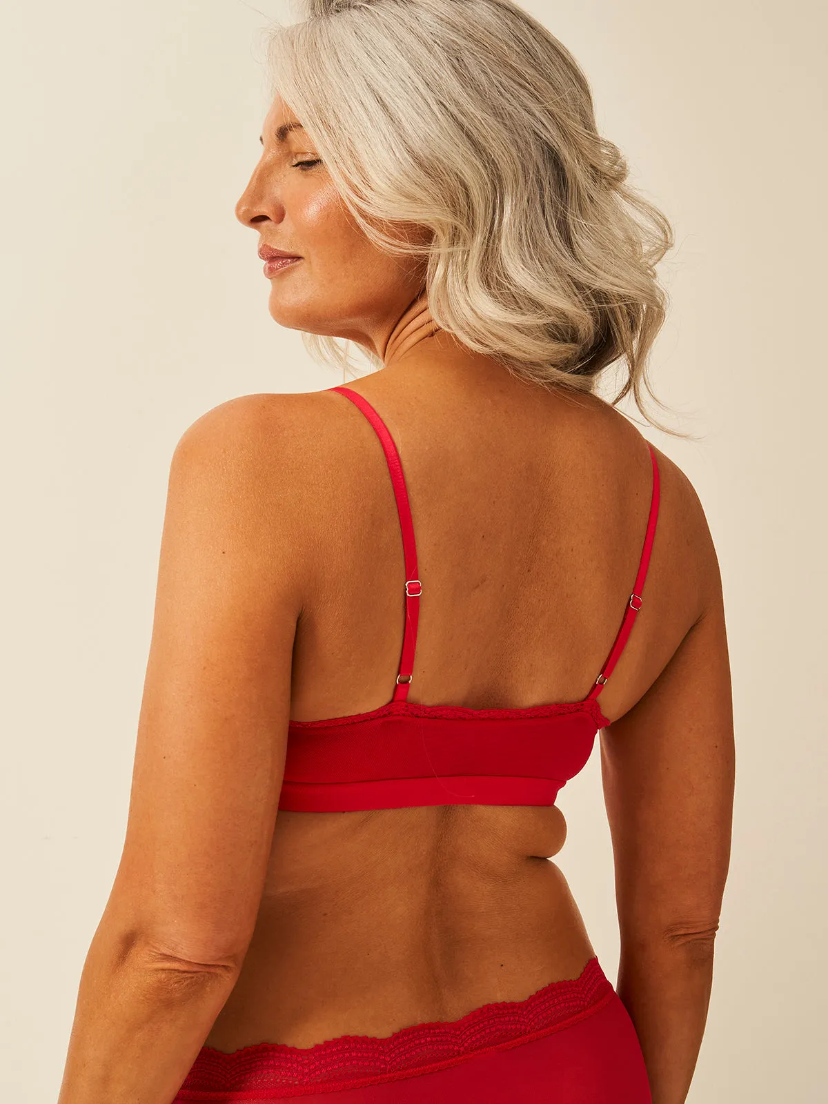 String Scoop Mesh Bra - Cherry Red sold by Stripe & Stare product image thumbnail 2