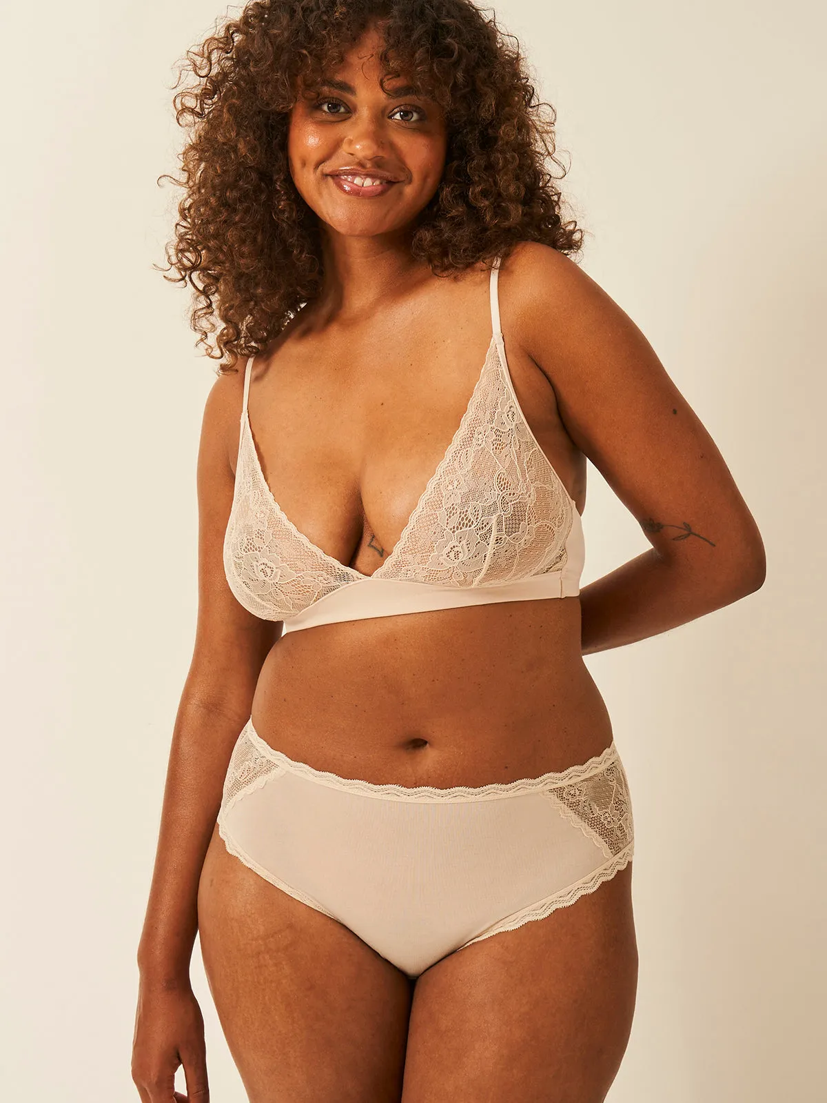 Eco Lace High Rise Knicker - Sand sold by Stripe & Stare product image thumbnail 5