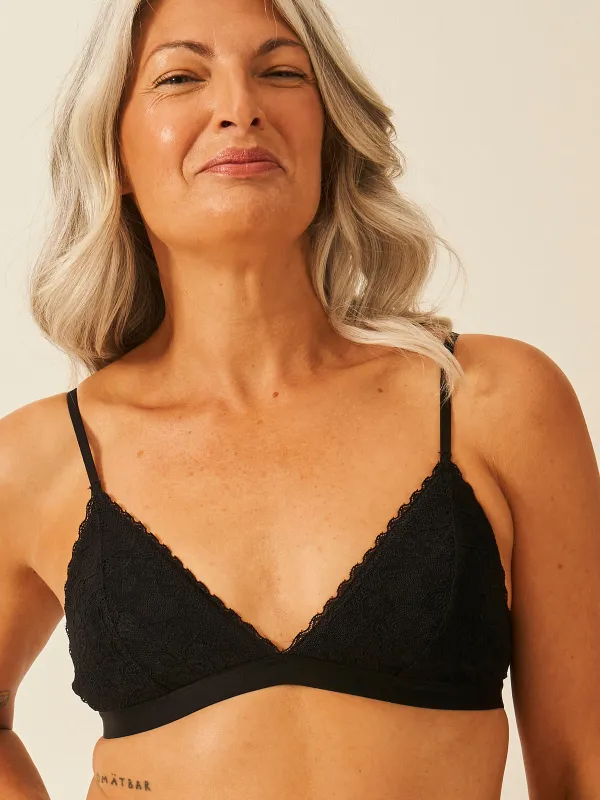 Eco Lace Padded Triangle Bra - Black sold by Stripe & Stare