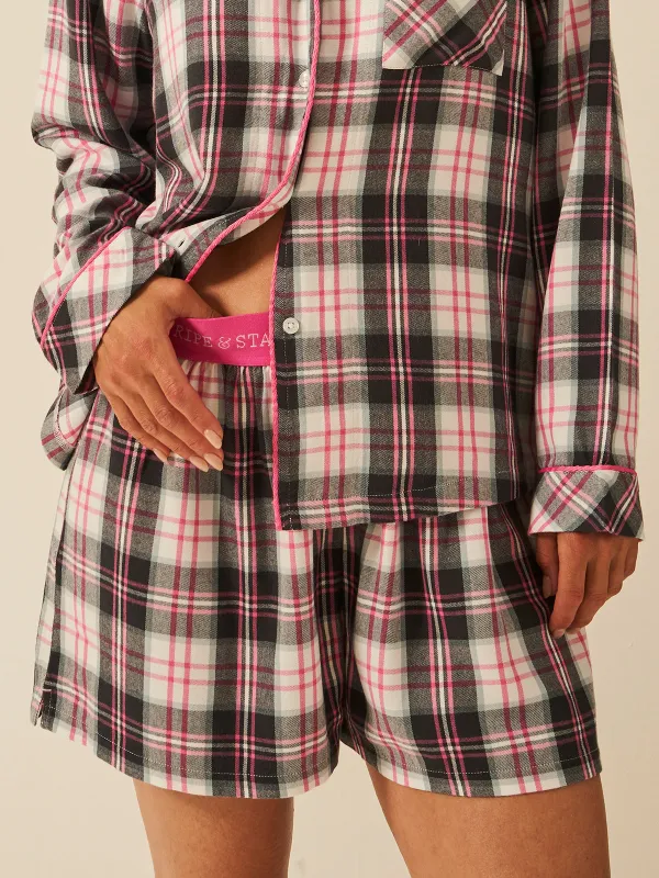 Soft Brushed Woven Pyjama Shorts - No Grey Days sold by Stripe & Stare