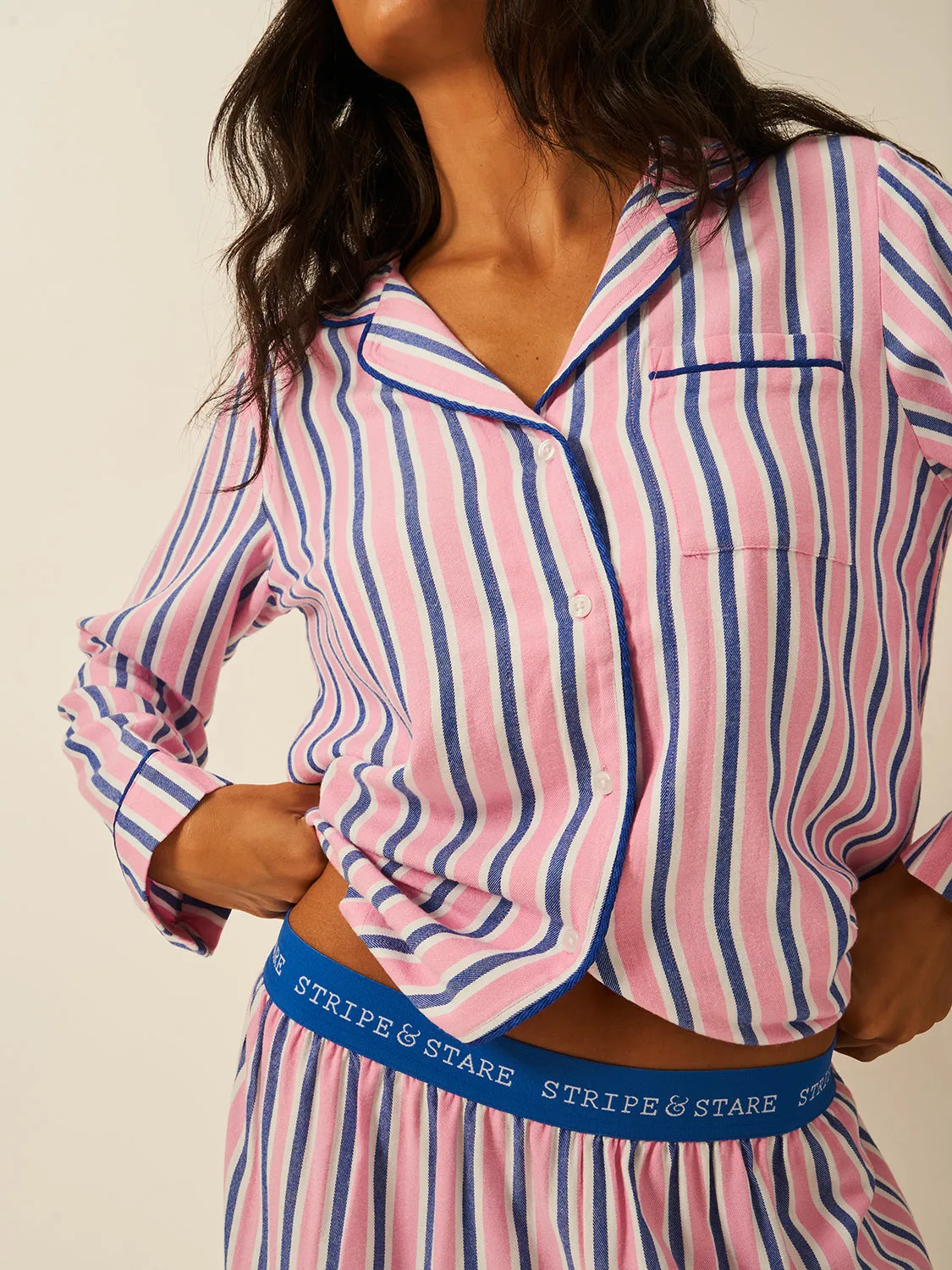 Soft Brushed Woven Pyjama Top - Lazy Sunday sold by Stripe & Stare product image thumbnail 3
