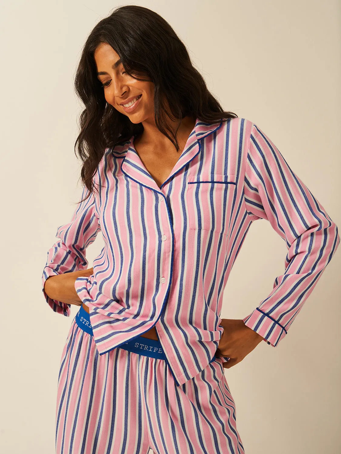 Soft Brushed Woven Pyjama Top - Lazy Sunday sold by Stripe & Stare