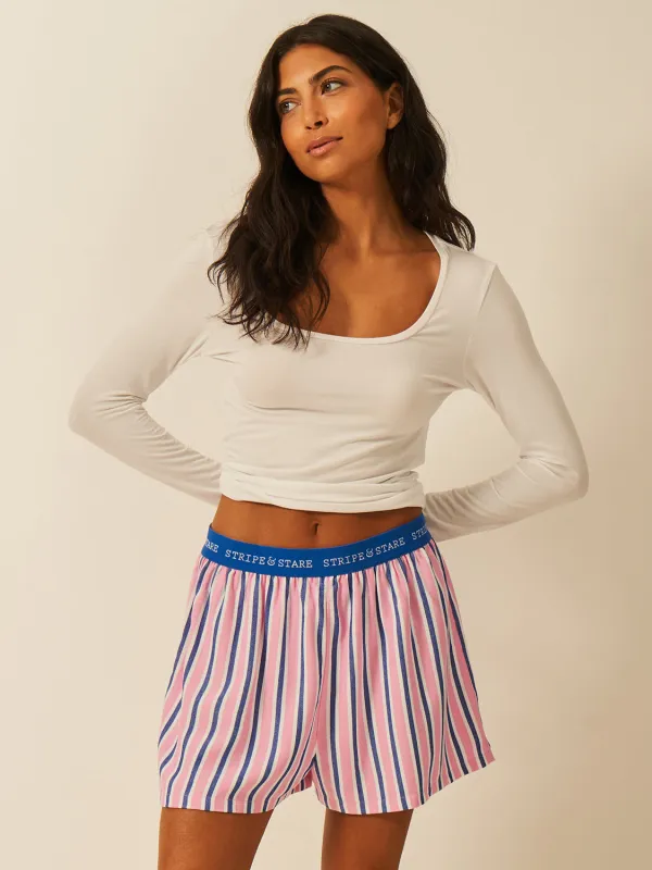 Soft Brushed Woven Pyjama Shorts - Lazy Sunday sold by Stripe & Stare