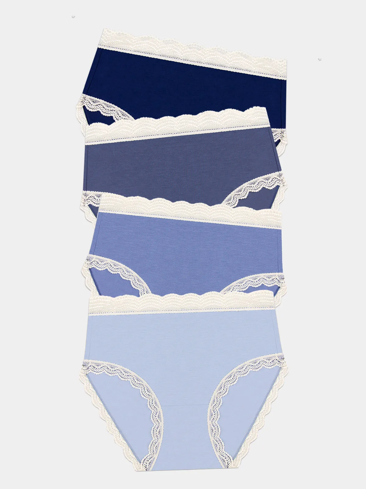 High Rise Knicker Four Pack - Denim Blues sold by Stripe & Stare