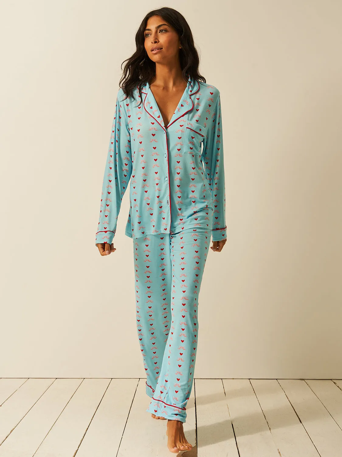Buy Women Built X S&S Long Pyjama Set - Bows sold by Stripe & Stare product image thumbnail 2
