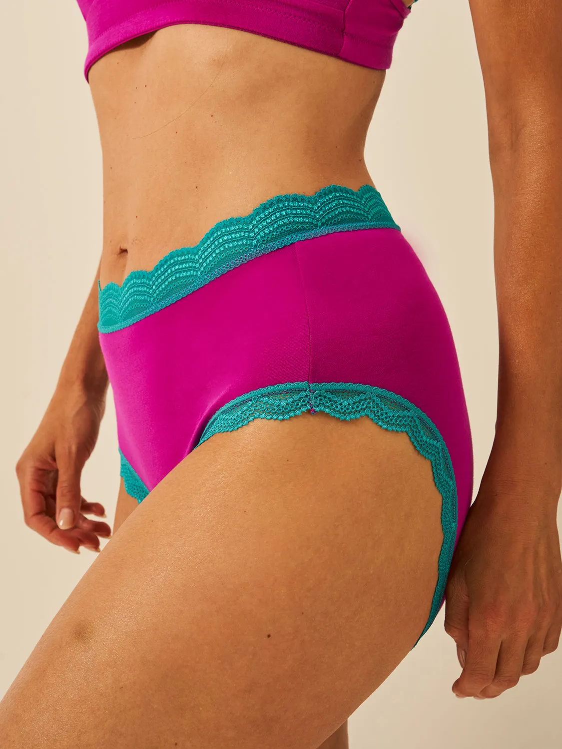 High Rise Knicker - Electric Fuchsia & Teal sold by Stripe & Stare product image thumbnail 4
