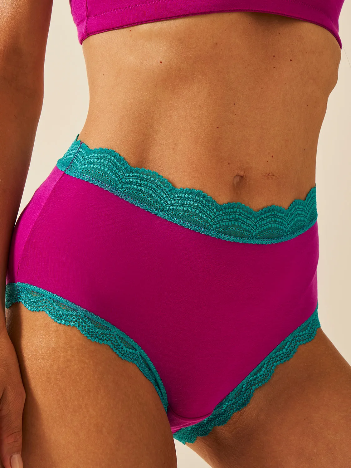 High Rise Knicker - Electric Fuchsia & Teal sold by Stripe & Stare product image thumbnail 2