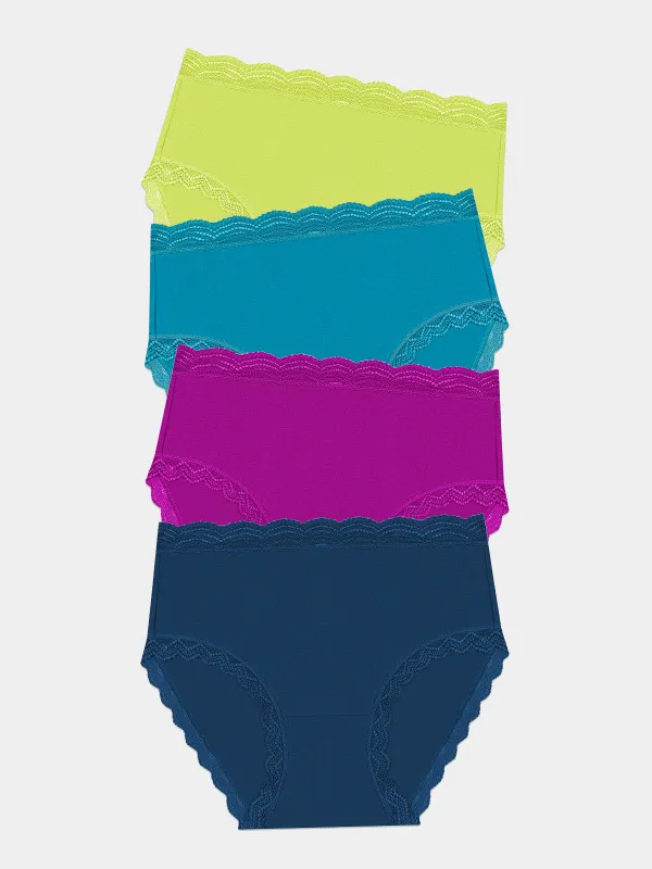 High Rise Knicker  Four Pack - Peacock sold by Stripe & Stare