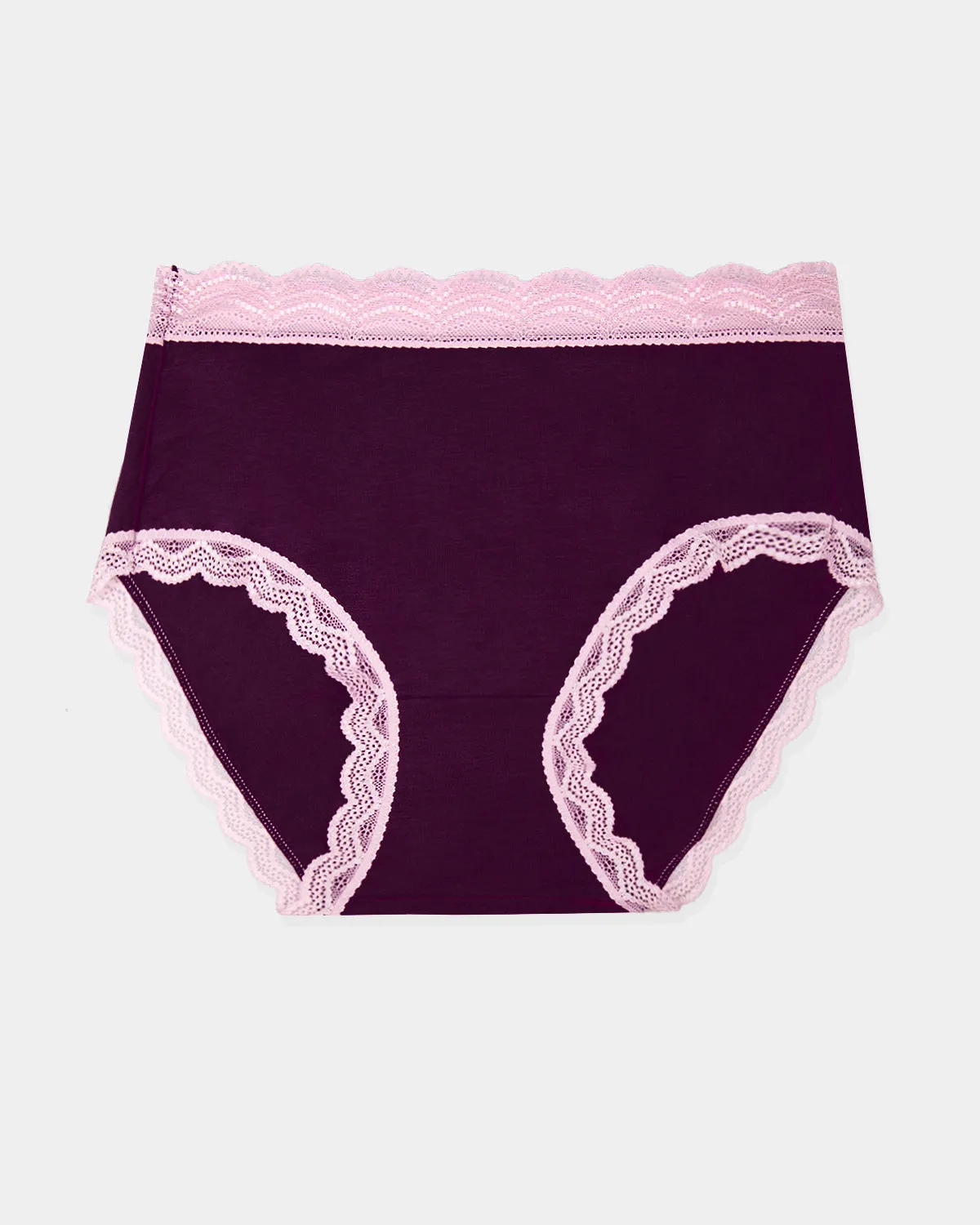 High Rise Knicker - Black Cherry & Dusky Pink sold by Stripe & Stare product image thumbnail 5