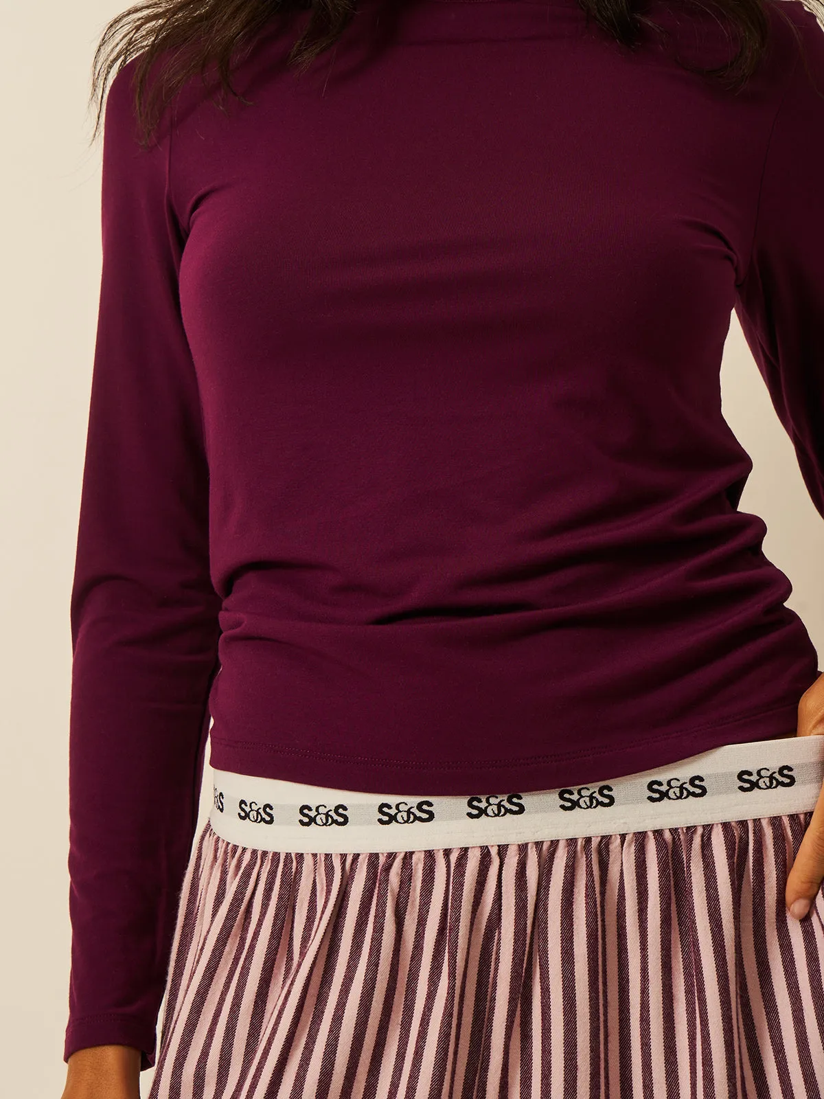 Long Sleeve Under Layer Top - Black Cherry sold by Stripe & Stare product image thumbnail 5