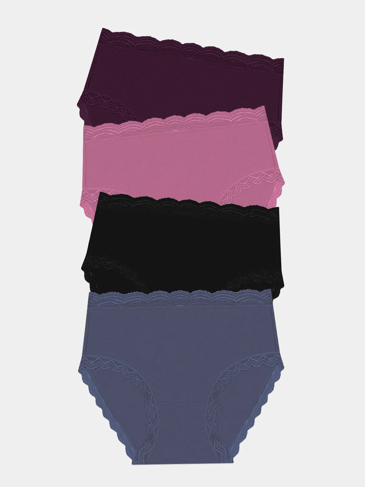 High Rise Knicker Four Pack - Black Cherry sold by Stripe & Stare