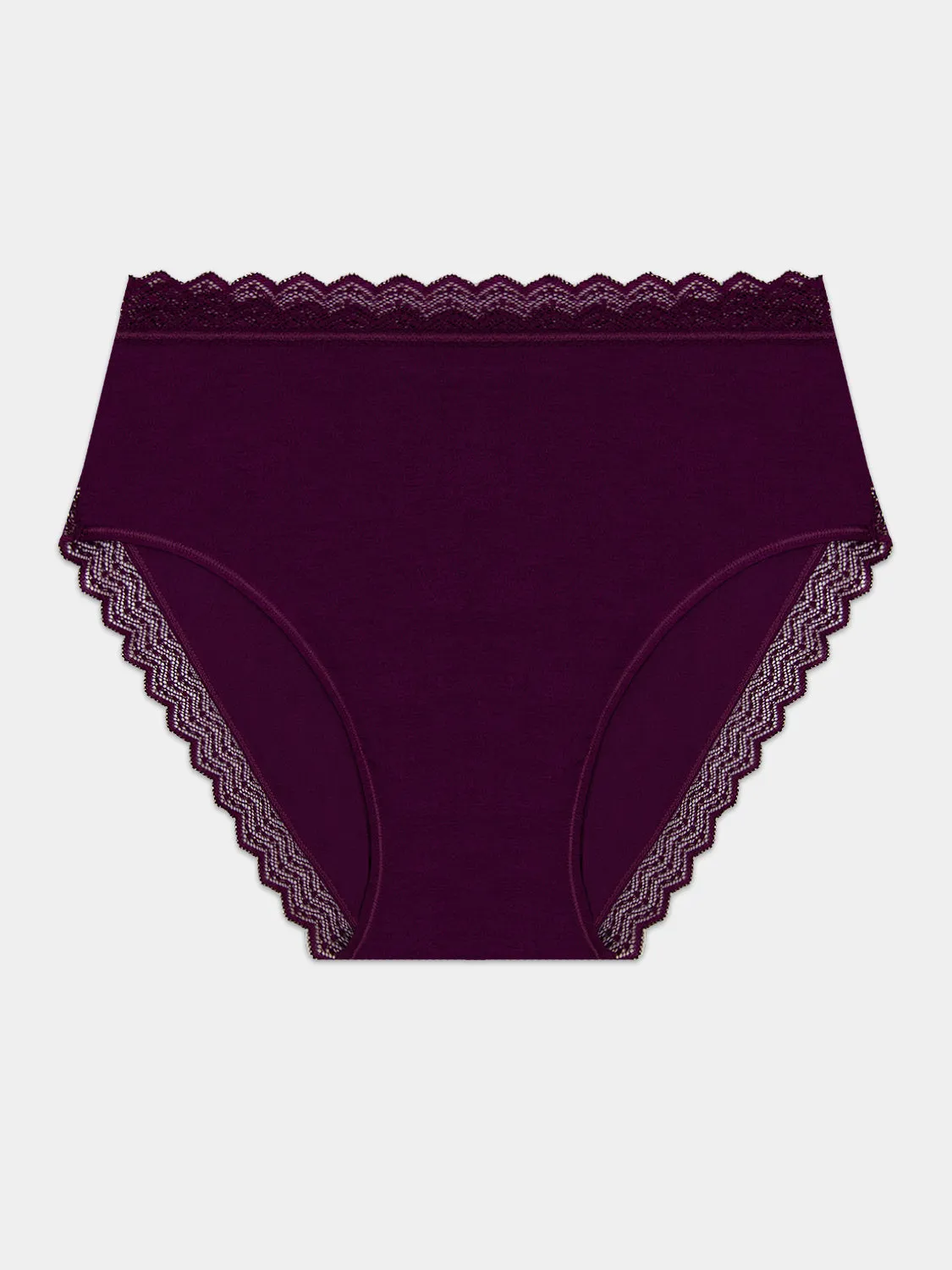 ZigZag Lace High Rise Knicker - Black Cherry sold by Stripe & Stare product image thumbnail 5