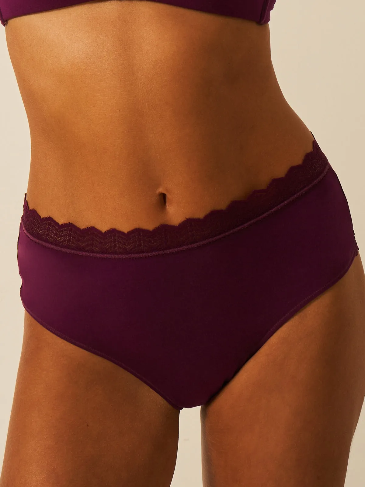 ZigZag Lace High Rise Knicker - Black Cherry sold by Stripe & Stare product image thumbnail 2