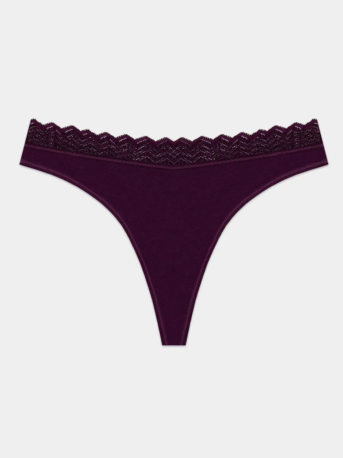 ZigZag Lace Thong - Black Cherry sold by Stripe & Stare product image thumbnail 5