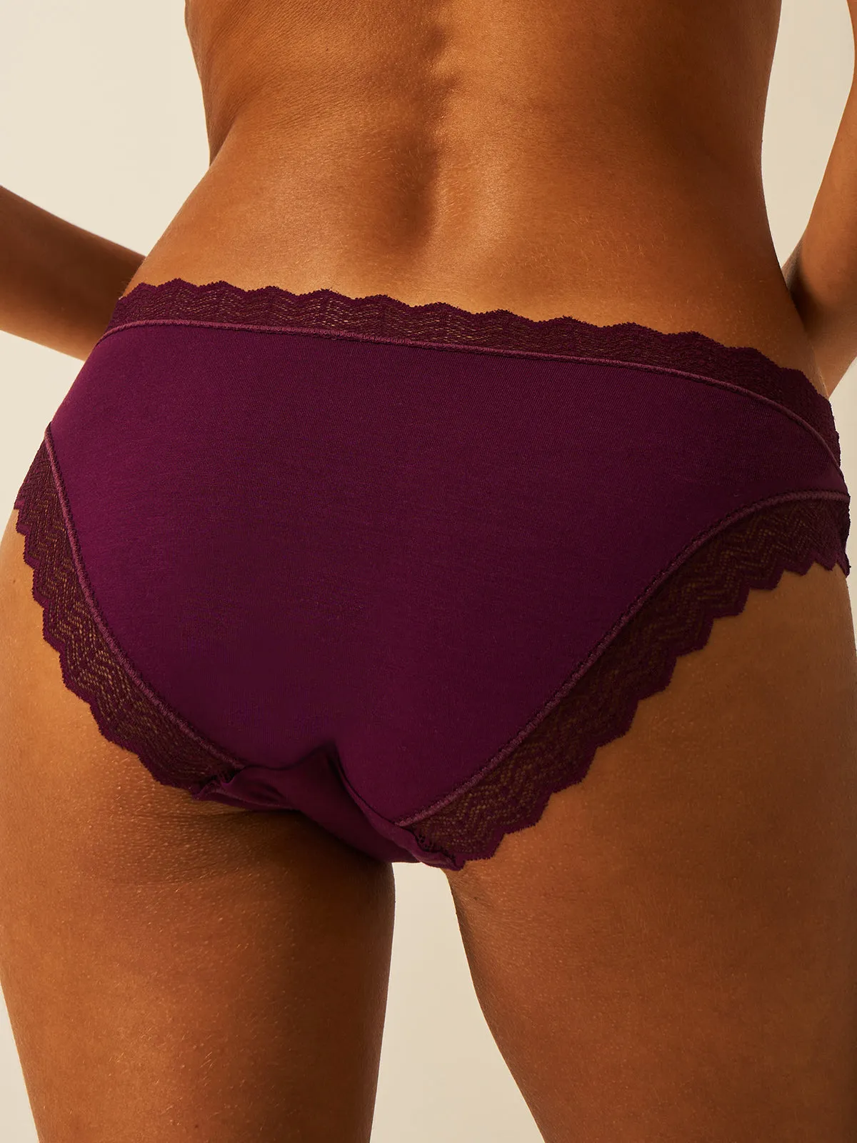 ZigZag Lace Original Knicker - Black Cherry sold by Stripe & Stare