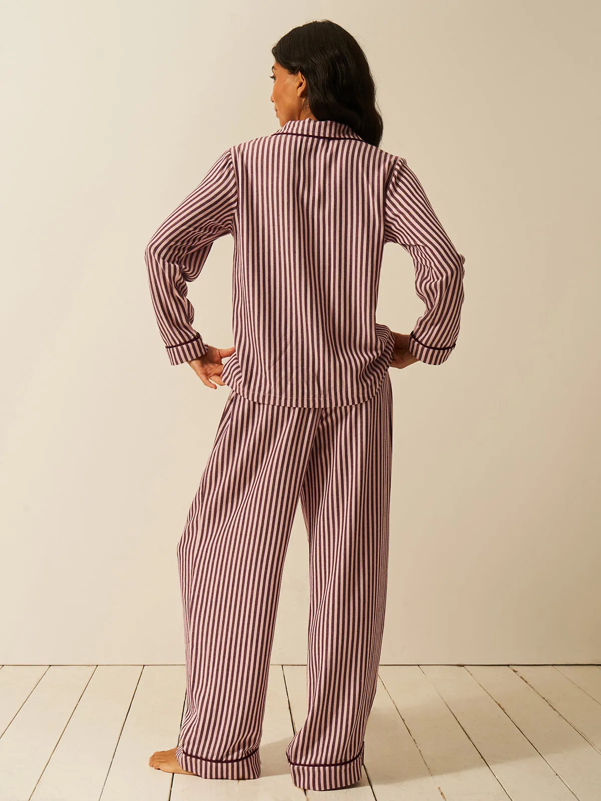 Soft Brushed Woven Pyjama Bottoms - Black Cherry sold by Stripe & Stare product image thumbnail 3