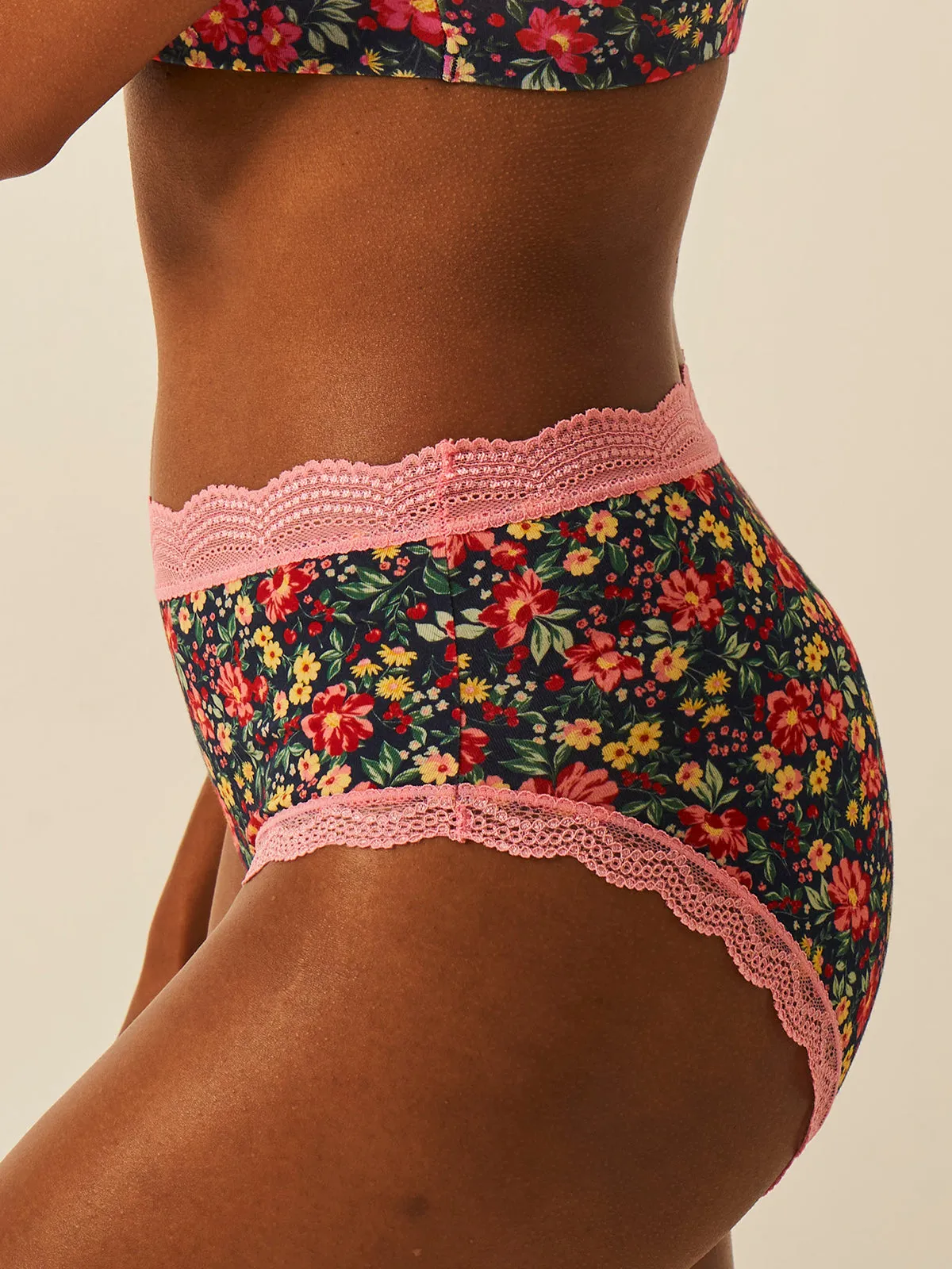 High Rise Knicker Four Pack - Cherry Bloom sold by Stripe & Stare product image thumbnail 4