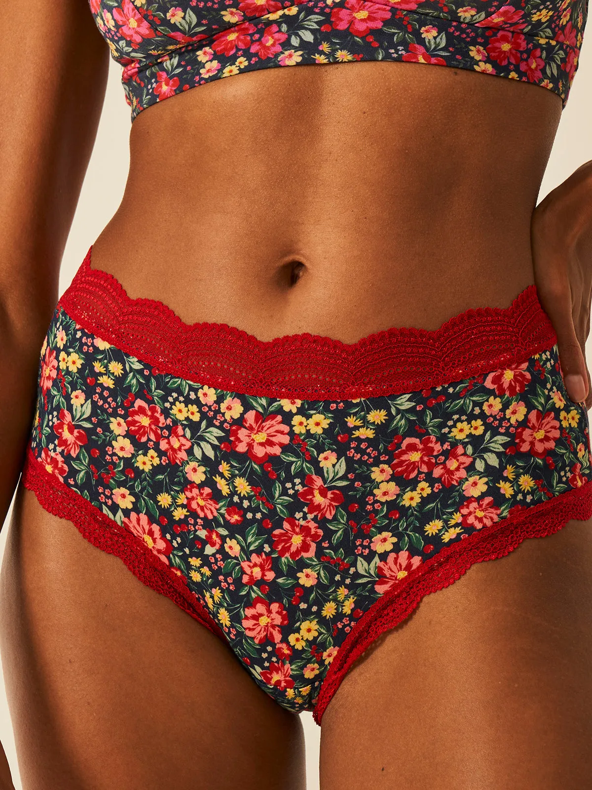 High Rise Knicker Four Pack - Cherry Bloom sold by Stripe & Stare product image thumbnail 5