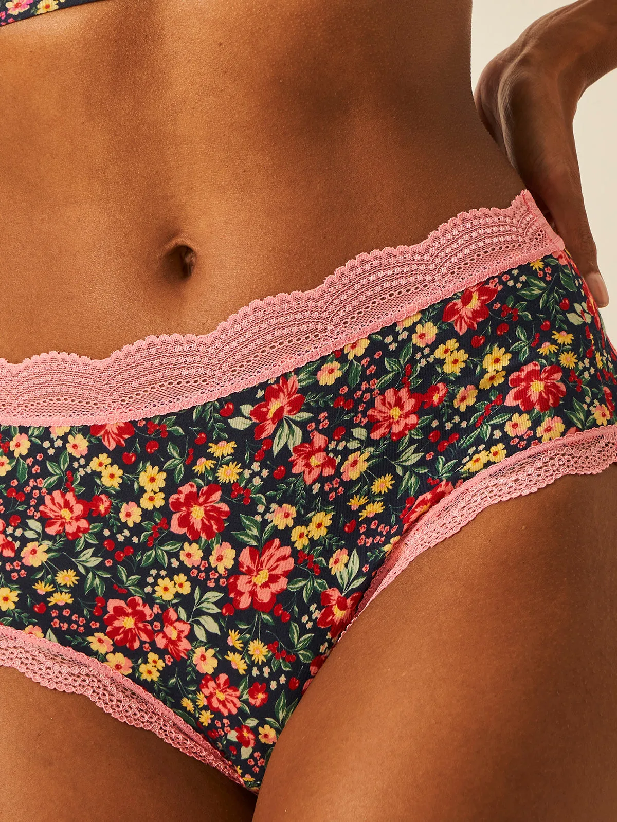 High Rise Knicker Four Pack - Cherry Bloom sold by Stripe & Stare product image thumbnail 3