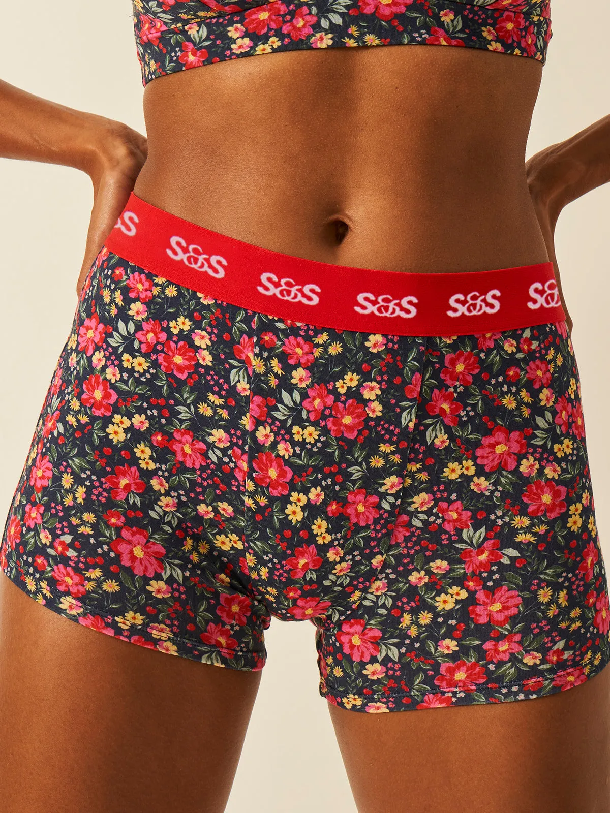Women's Boxer - Cherry Bloom sold by Stripe & Stare