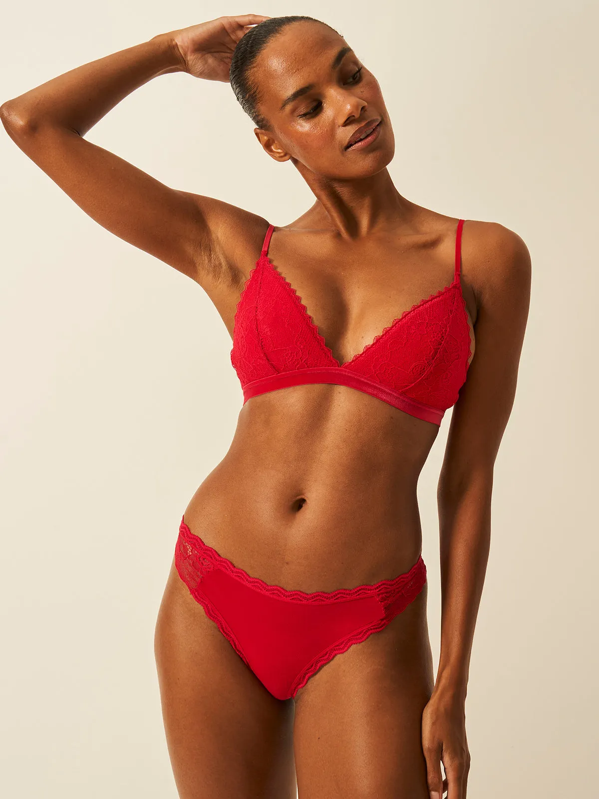Eco Lace Thong - Lipstick Red sold by Stripe & Stare product image thumbnail 4