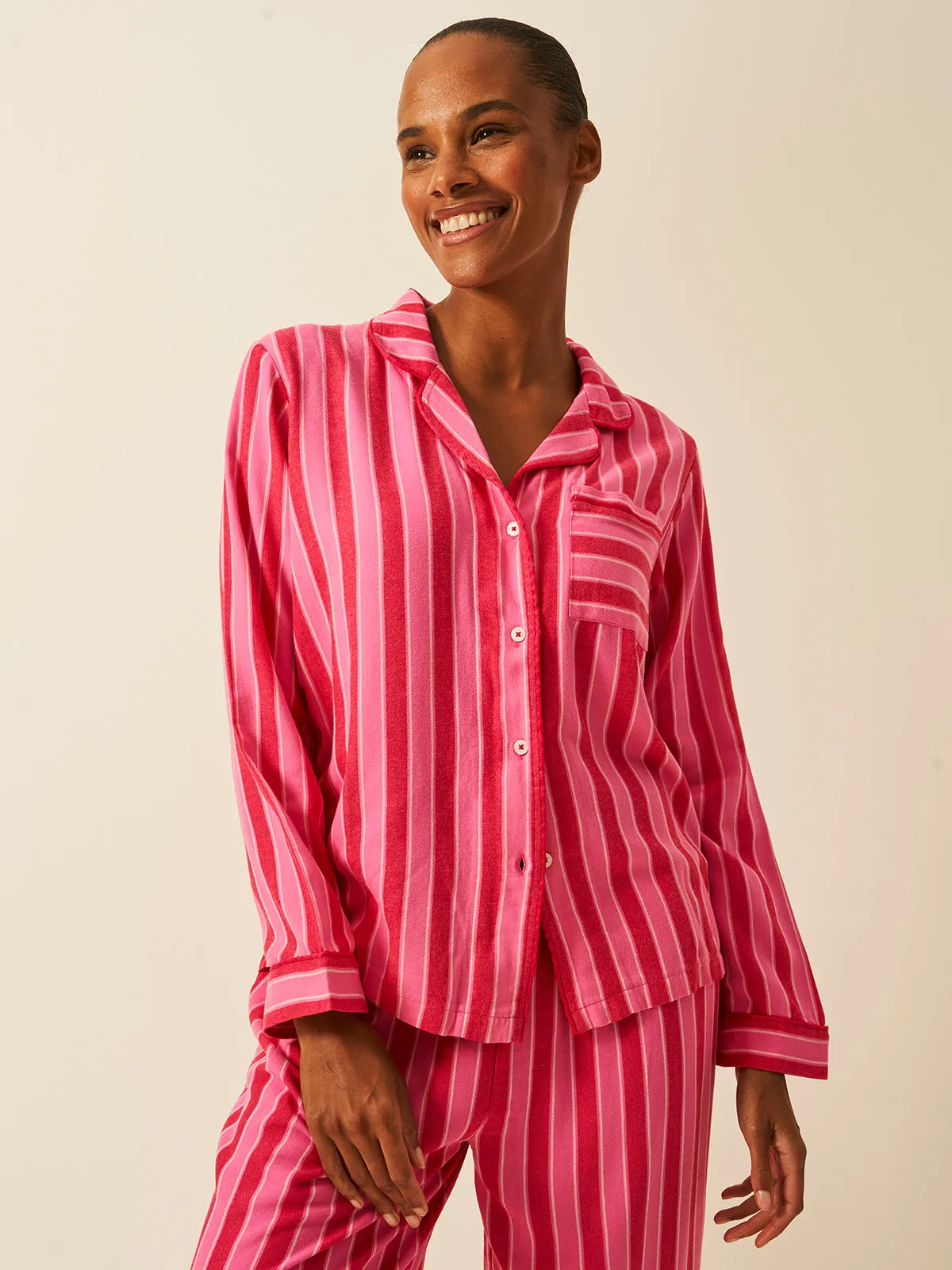 Soft Brushed Woven Pyjama Top - Candy Pop Stripe sold by Stripe & Stare