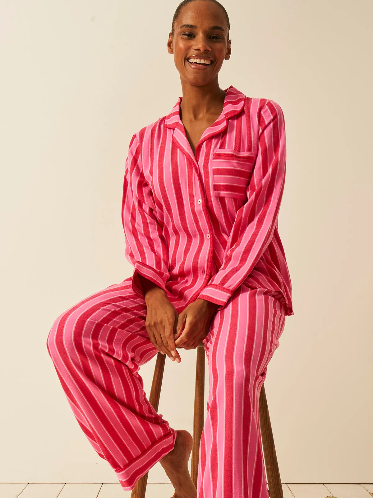 Soft Brushed Woven Pyjama Top - Candy Pop Stripe sold by Stripe & Stare product image thumbnail 4