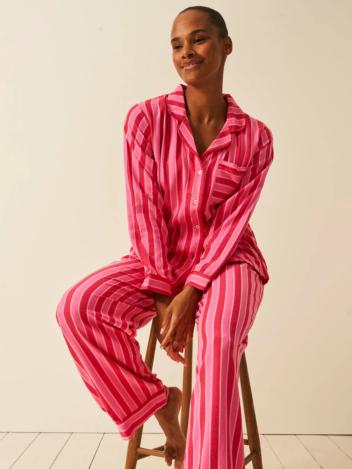 Soft Brushed Woven Pyjama Bottoms - Candy Pop Stripe sold by Stripe & Stare product image thumbnail 4
