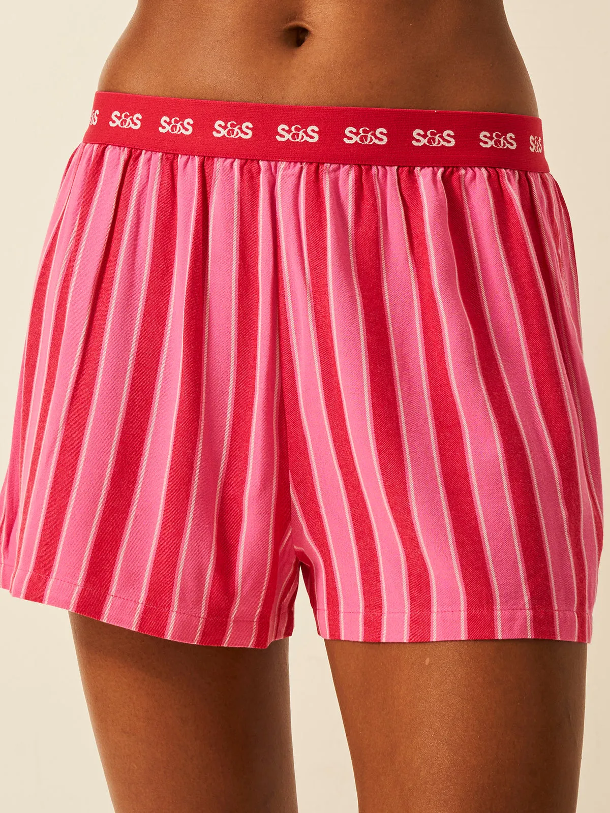 Soft Brushed Woven Pyjama Shorts - Candy Pop Stripe sold by Stripe & Stare product image thumbnail 2