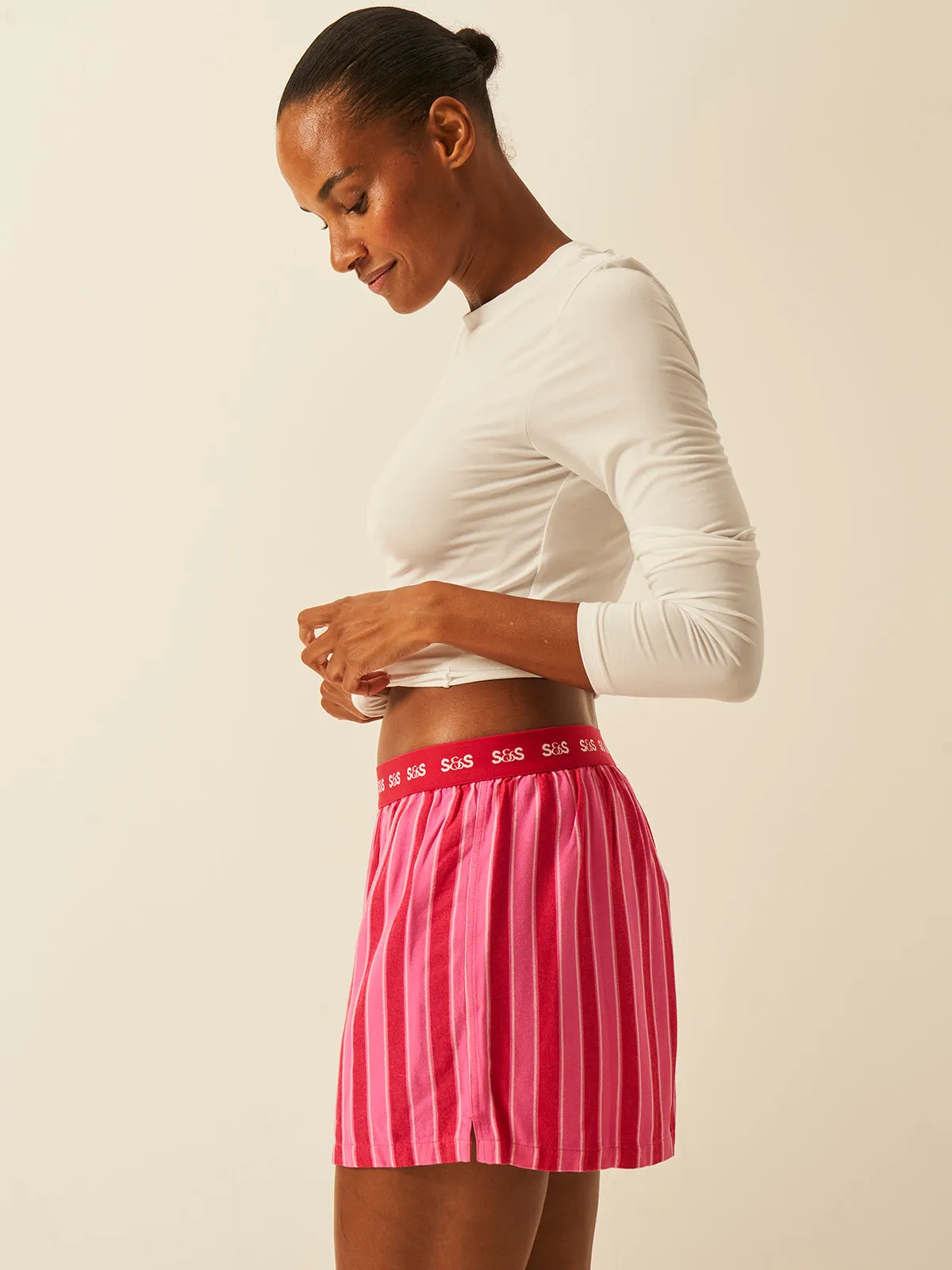 Soft Brushed Woven Pyjama Shorts - Candy Pop Stripe sold by Stripe & Stare product image thumbnail 4