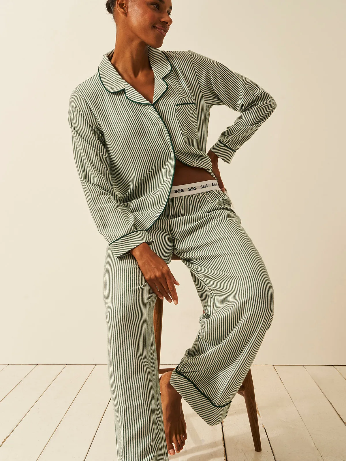 Soft Brushed Woven Pyjama Top - Alpine Stripe sold by Stripe & Stare product image thumbnail 5