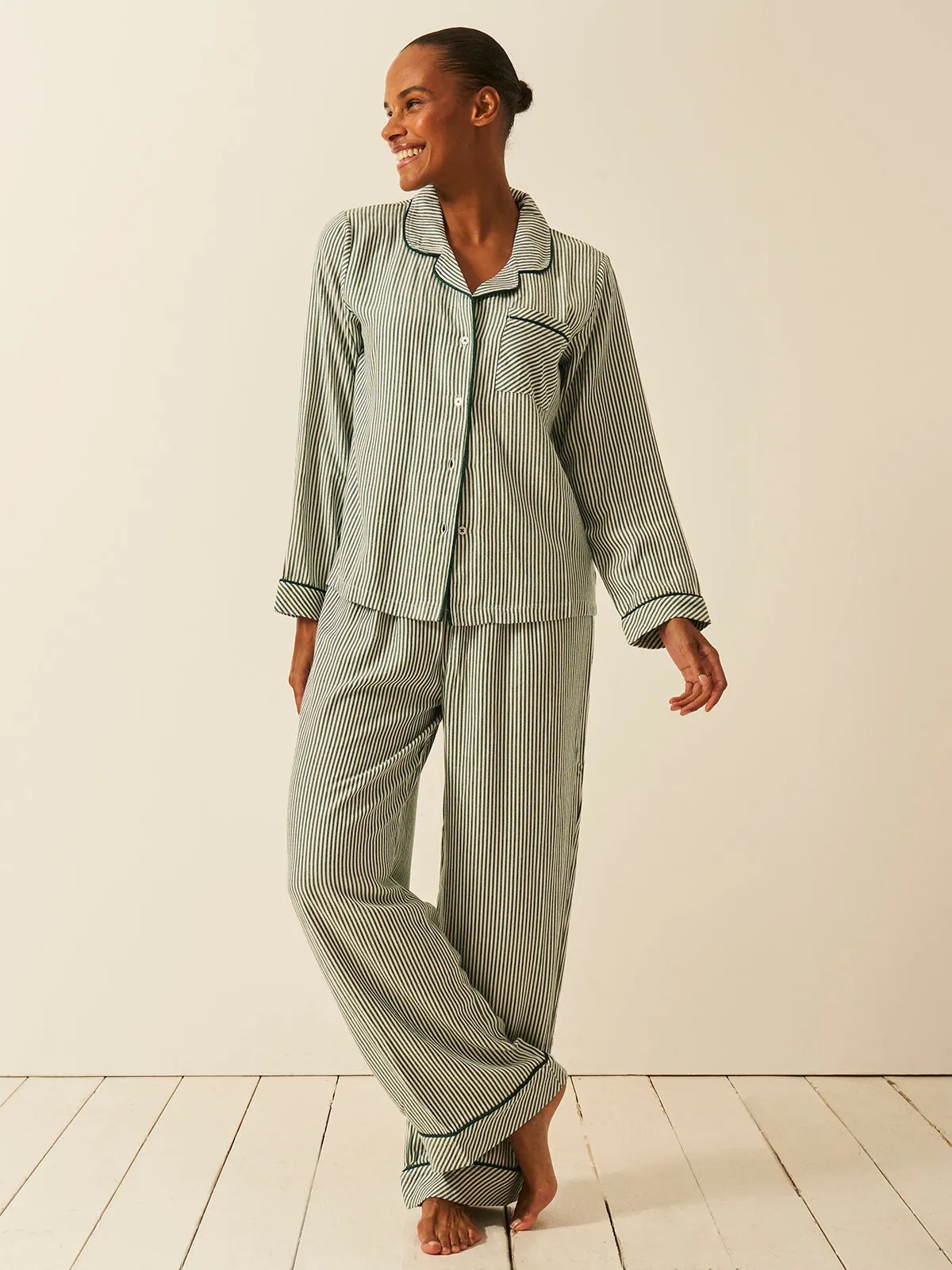 Soft Brushed Woven Pyjama Top - Alpine Stripe sold by Stripe & Stare product image thumbnail 4