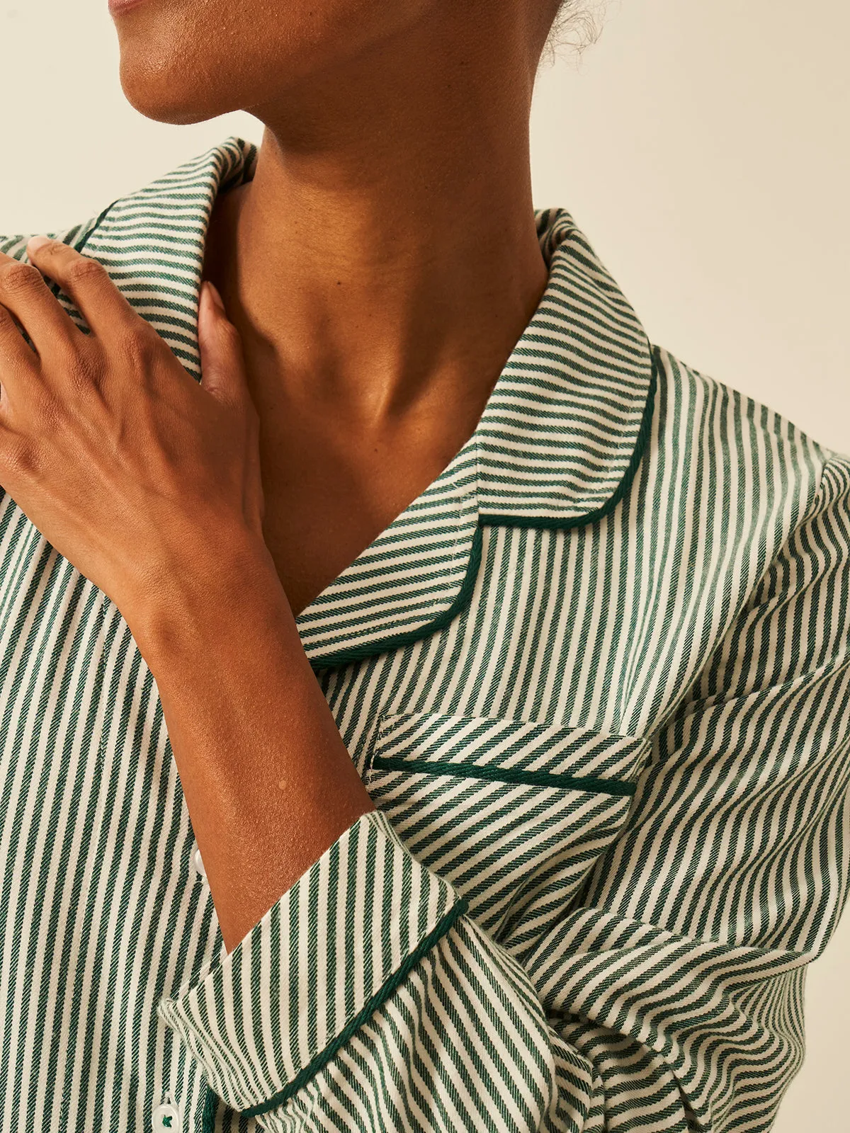 Soft Brushed Woven Pyjama Top - Alpine Stripe sold by Stripe & Stare product image thumbnail 2