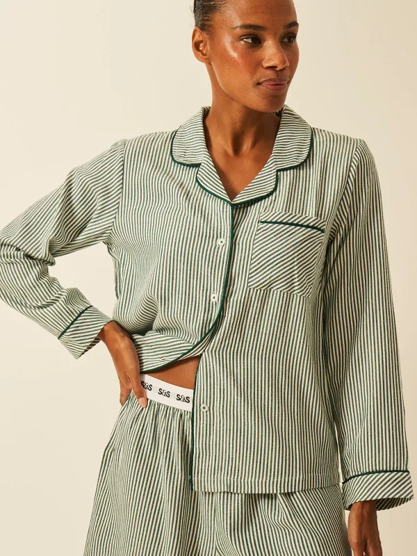 Soft Brushed Woven Pyjama Top - Alpine Stripe sold by Stripe & Stare